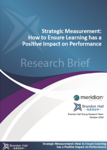 Cover image of the research brief with the name of the brief and the meridian and brandon hall logos