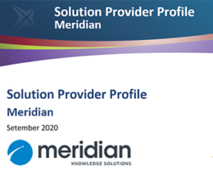 Solutions provider Profile logo with Meridian Logo and 2020