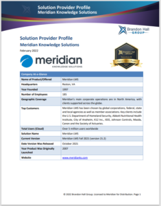 Meridian LMS provider profile by Brandon Hall Group