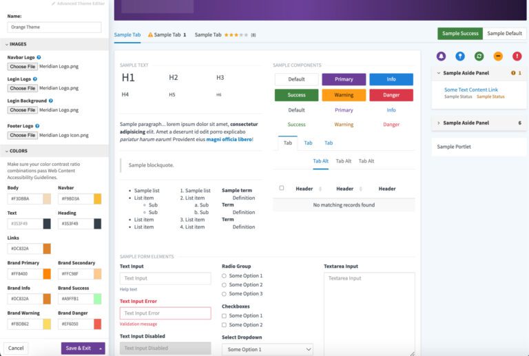 Meridian LMS Brand configuration Options