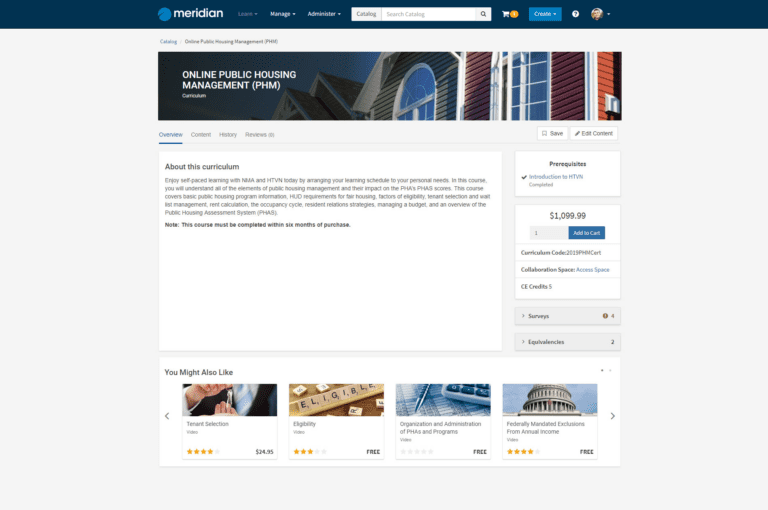Meridian LMS Ecommerce Course Content Overview
