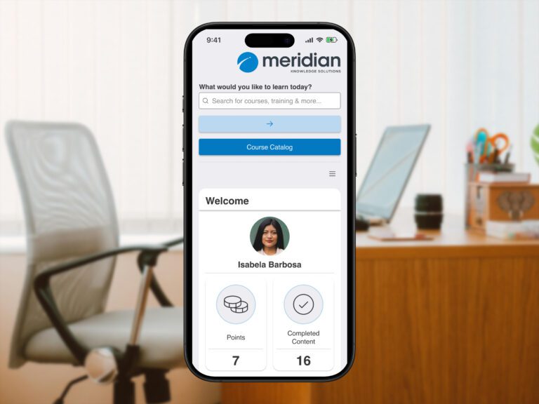 Meridian LMS Mobile view phone desk background