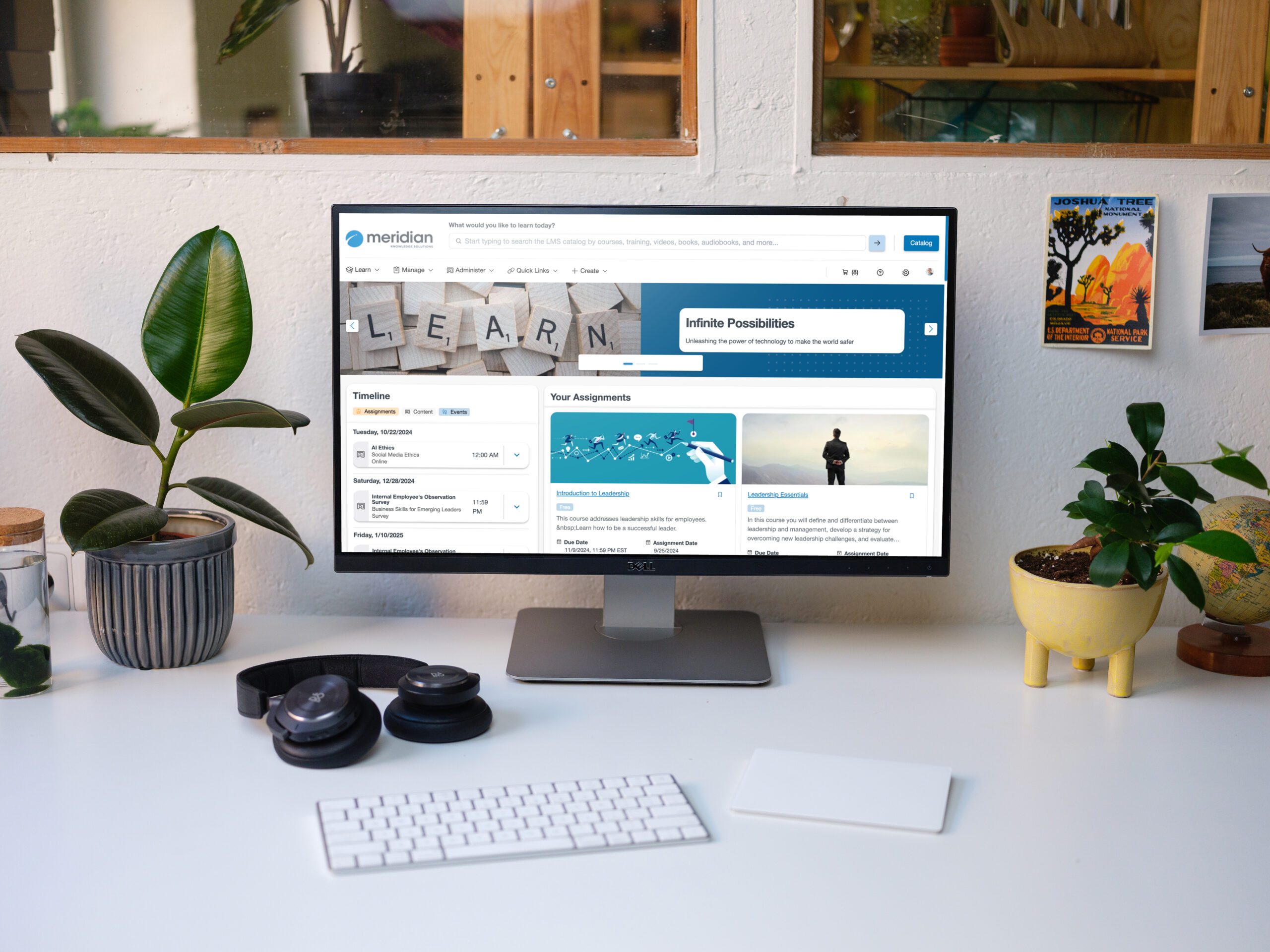 Meridian LMS homepage display on desktop