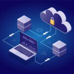 Isometric Modern Cloud Technology and Networking, Big Data Flow Processing Concept. Cloud Service, Cloud Storage Web Cloud Technology Business.