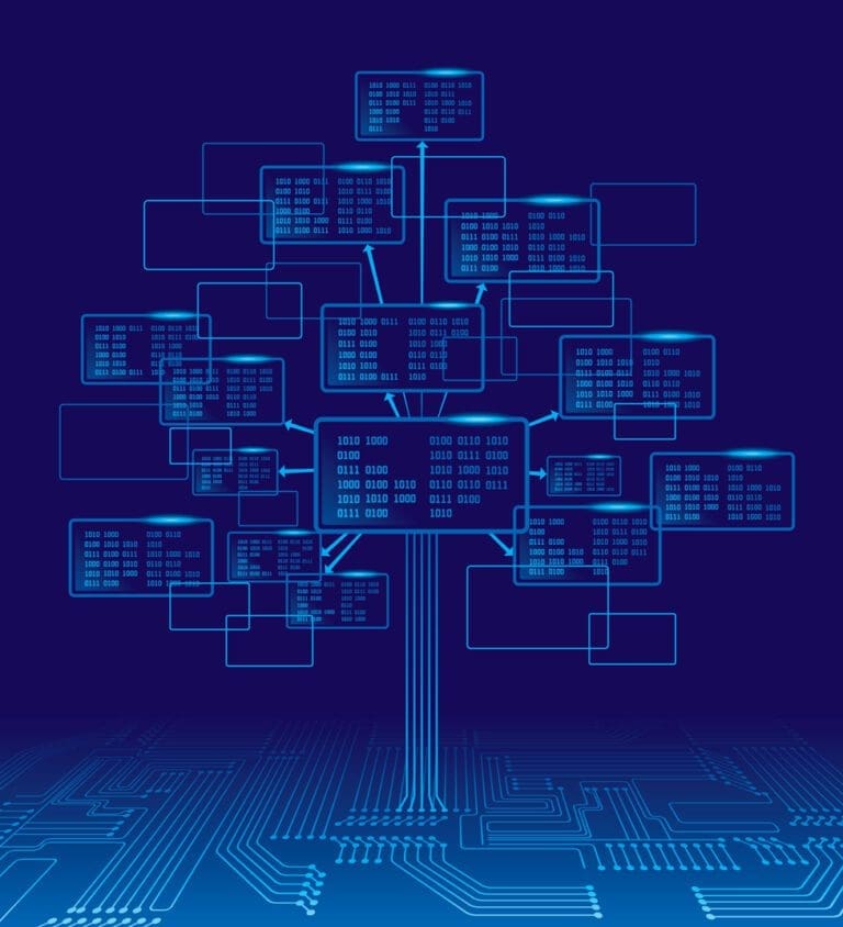 Tree consisting of blocks with binary codes.
