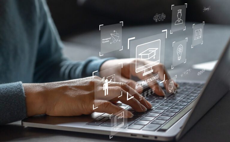 Human use laptop technology internet learning and study online class technology network, e-learning, online education, education, training, tutor, video lesson, course, knowledge in homeschool