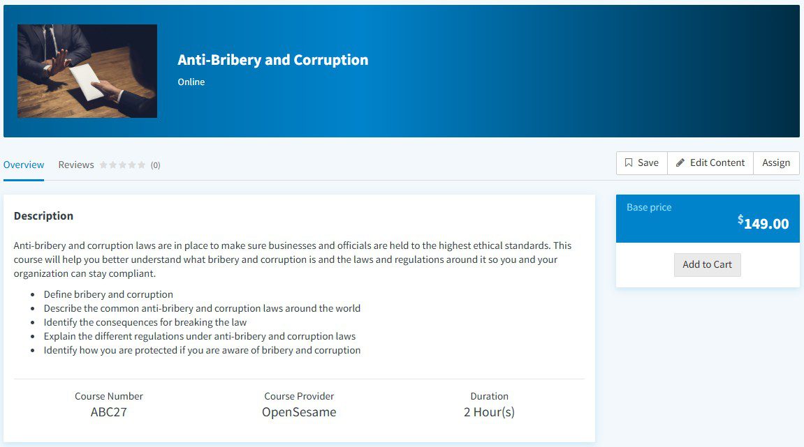 Meridian LMS eCommerce - Course with a Cost