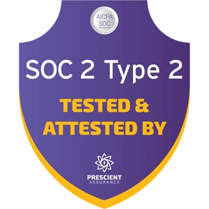 SOC 2 Type 2 tested & attested badge