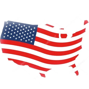 A map of the united states with a US flag design overlayed